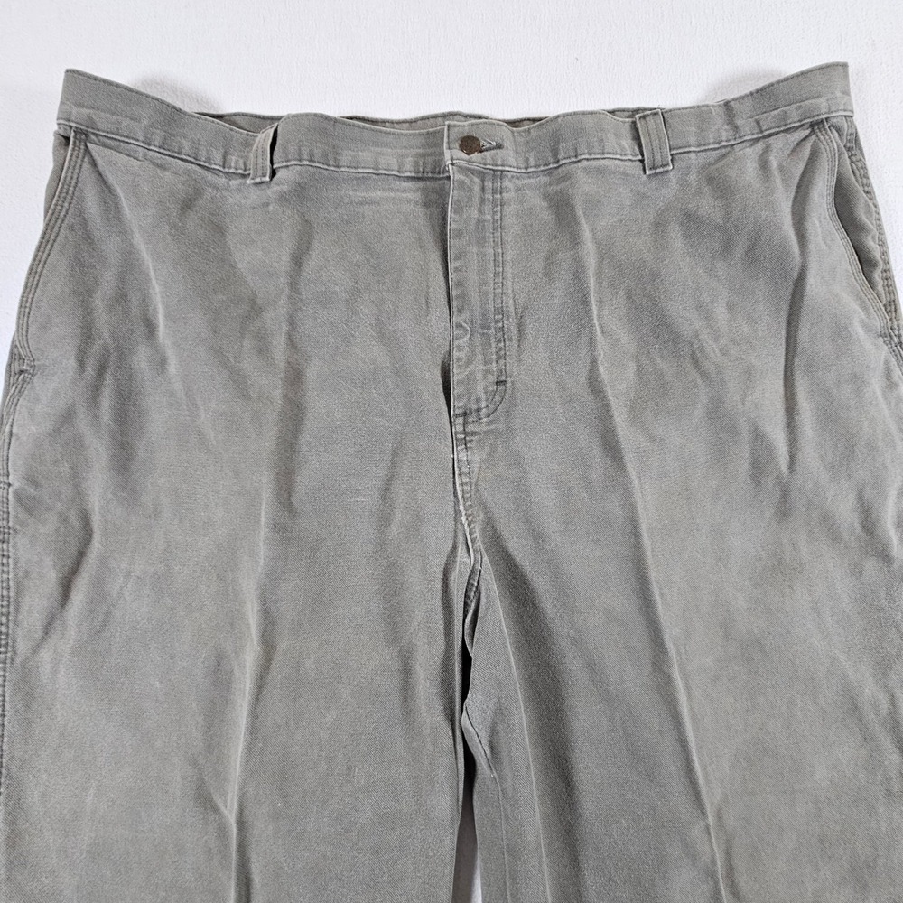 Cabelas Canvas Work Pants Mens 48 Regular Olive Grey USA Heavy Duty Rugged - Picture 6 of 8